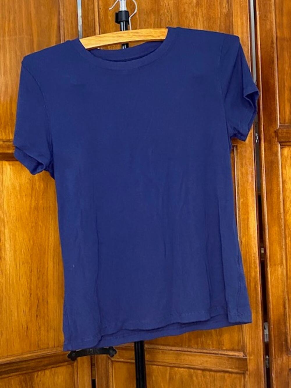 Tahari Women's XL Navy Blue Short Sleeve Crew Neck Top Modal Spandex